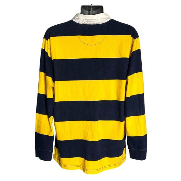 Chaps Yellow and Blue Preppy Long Sleeve Rugby Polo Size L - Picture 2 of 9